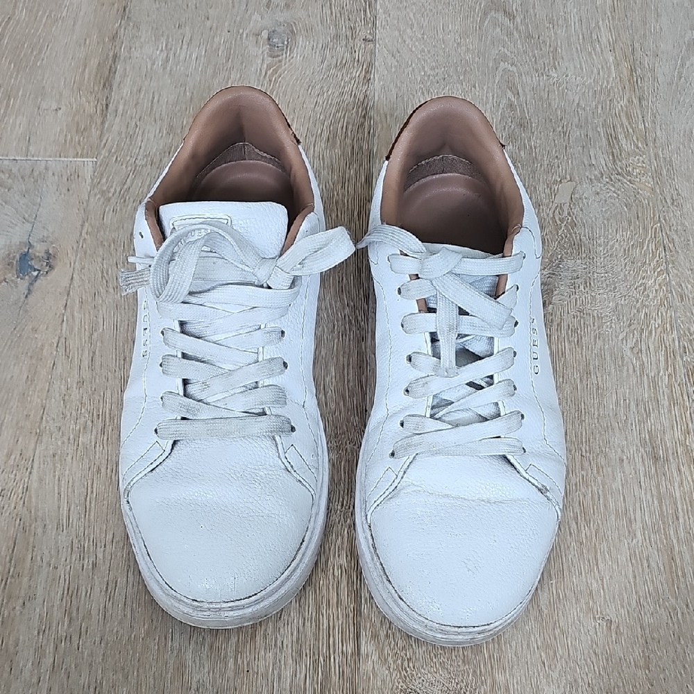 Guess Style GMCaldy-R White Leather Low-Top Men's Sneakers with Tan Interior